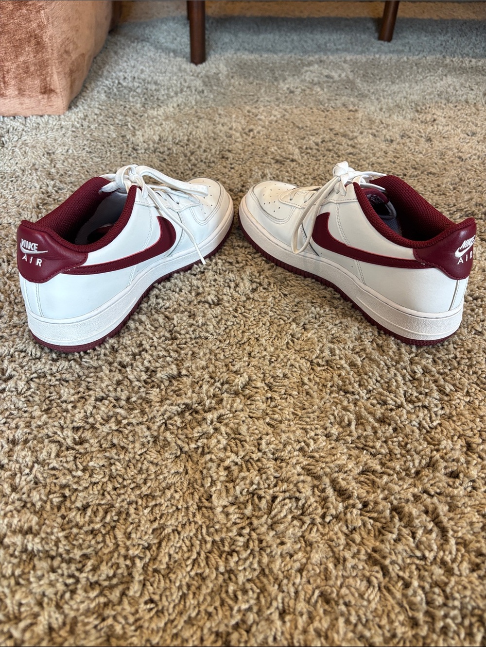 Nike Boys Low-Top Air Force 1 Burgandy